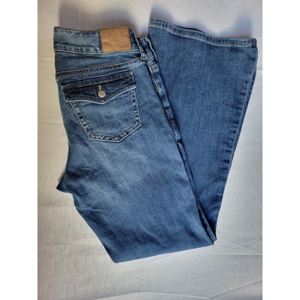 Aeropostale  Low Rise Flare Jeans Women's 10 R Blue Stretch Denim Boot cut